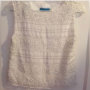 Alice & Olivia white beaded sleeveless top